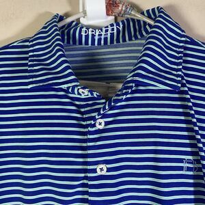 B.Draddy Performance Golf Polo Shirt Blue Teal Stripe  Men Large Casual PGA